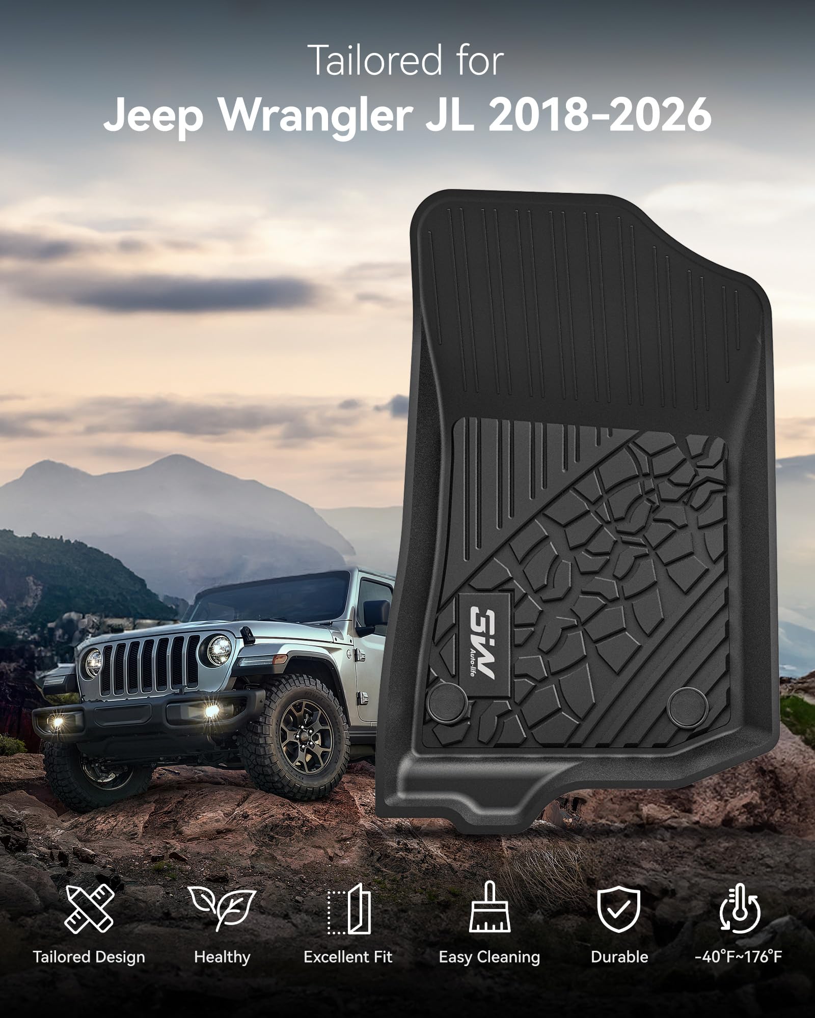 Amazon | 3W フロアマット ジープラングラー JL 2018-2025 2026